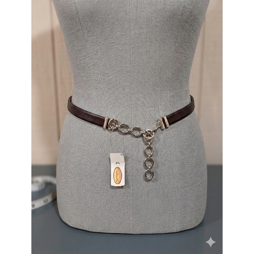 Vintage Talbots Lizard Embossed Leather Belt Italy Silver Chain M Quiet Luxury